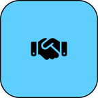 Conflict Resolution Committee icon. Black handshake silhouette on light blue background. Conflict Resolution Committee icon. Black handshake silhouette on light blue background.