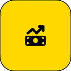Economics Committee icon. Black money trend silhouette on strong yellow background. Economics Committee icon. Black money trend silhouette on strong yellow background.