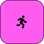 SPECCOM on Health and Sport icon. Black runner silhouette on pink background.