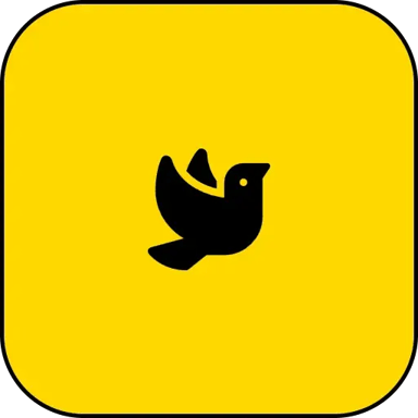 Human Rights Council icon. Black silhouette of a dove on a strong yellow background.