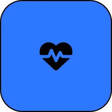 WHO Council icon. Black silhouette of a heartbeat on a strong blue background.