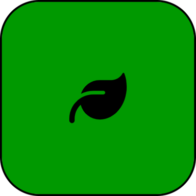 EnviroSci Committee icon. Black leaf silhouette on strong green background.