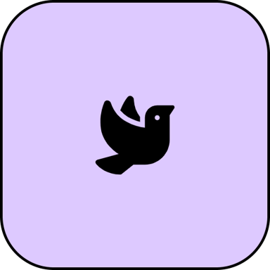 Human Rights Council icon. Black dove silhouette on lilac background.