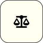 Justice Council icon. Black set of scales silhouette on ivory white background.