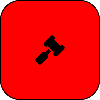 Security Council icon. Black gavel silhouette on red background.